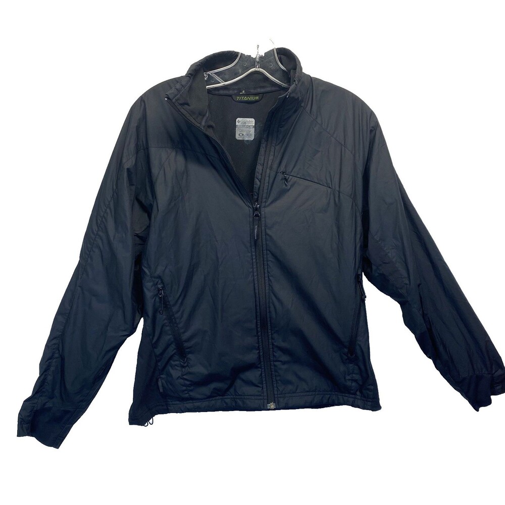 Columbia Titanium Women M Full Zip Softshell Windbreaker Coat Jacket Black